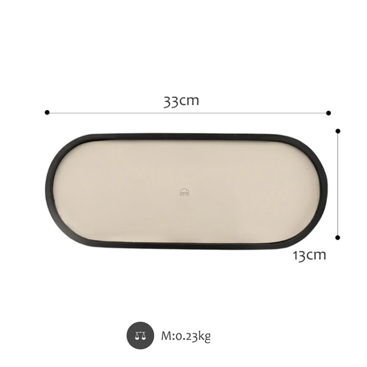 Desktop Shallow Storage Tray Sundries Tray Jewelry Display Tray , Oval (Black) - Image 2