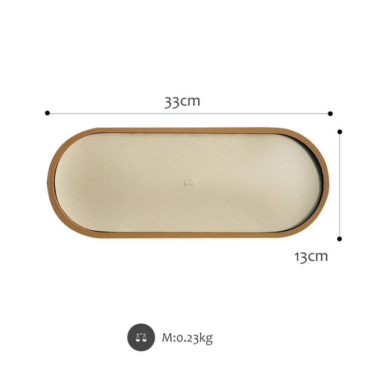 Desktop Shallow Storage Tray Sundries Tray Jewelry Display Tray , Oval (Warm Brown) - Image 2