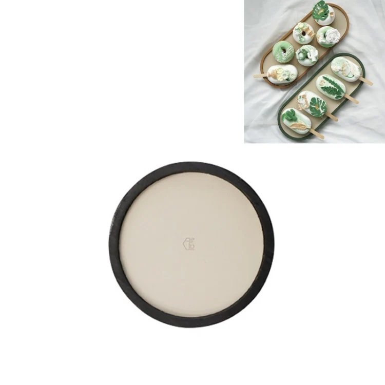 Desktop Shallow Storage Tray Sundries Tray Jewelry Display Tray , Round (Black)
