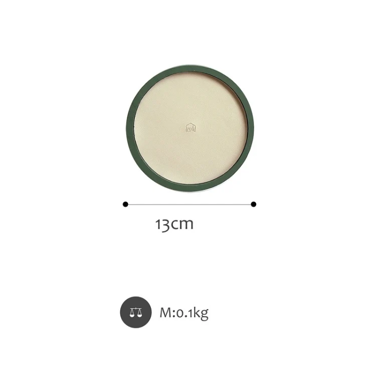 Desktop Shallow Storage Tray Sundries Tray Jewelry Display Tray , Round (Dark Green) - Image 2
