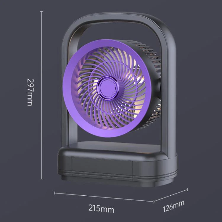 Desktop Wall-Mounted Electric Fan With Light Air Circulation Fan(Gray Purple) - Image 3