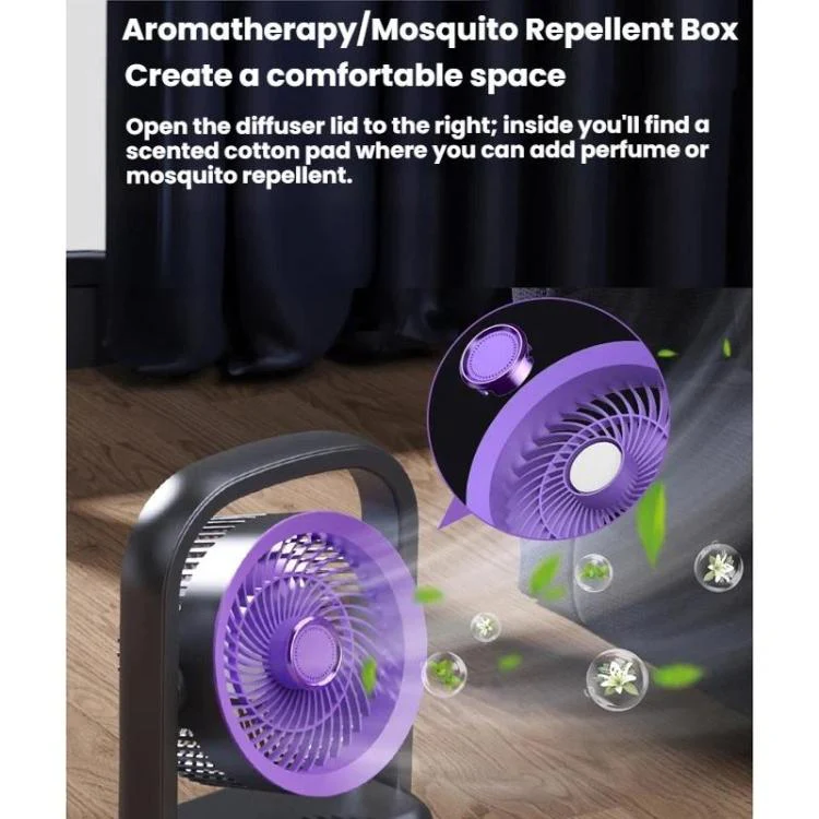 Desktop Wall-Mounted Electric Fan With Light Air Circulation Fan(Gray Purple) - Image 5