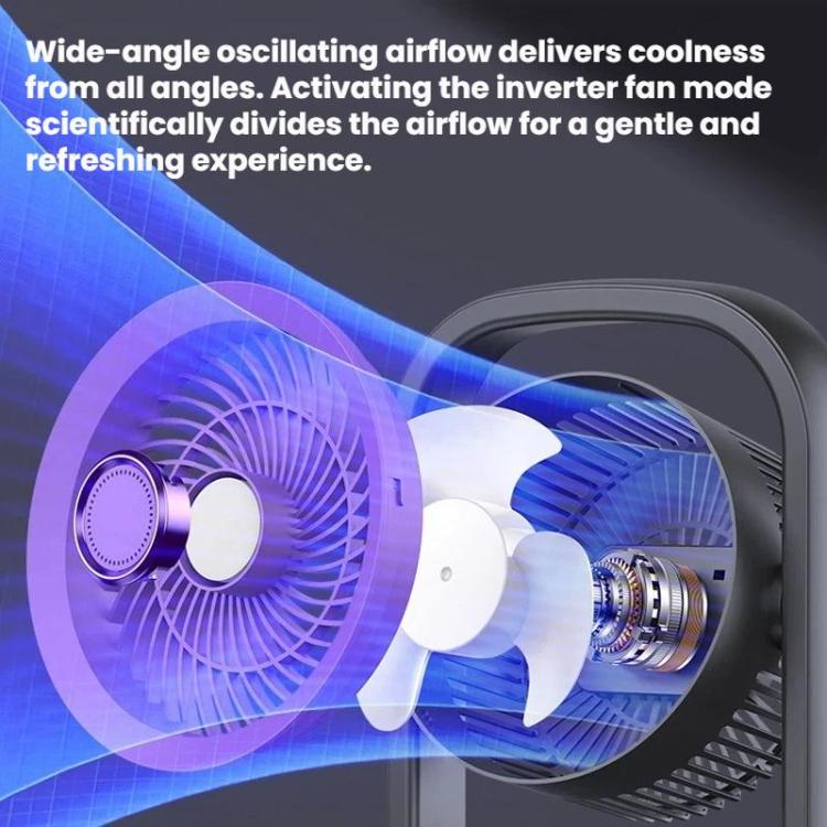 Desktop Wall-Mounted Electric Fan With Light Air Circulation Fan(Gray Purple) - Image 8