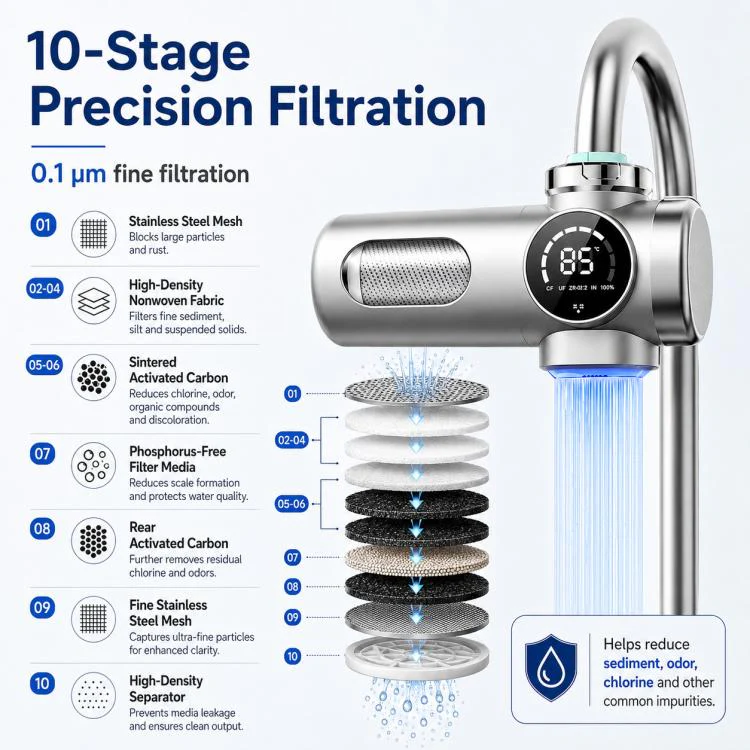 Detachable Washable Smart Water Purifier Faucet with Filter Cartridge, Style:1 Device + 1 Chip - Image 6