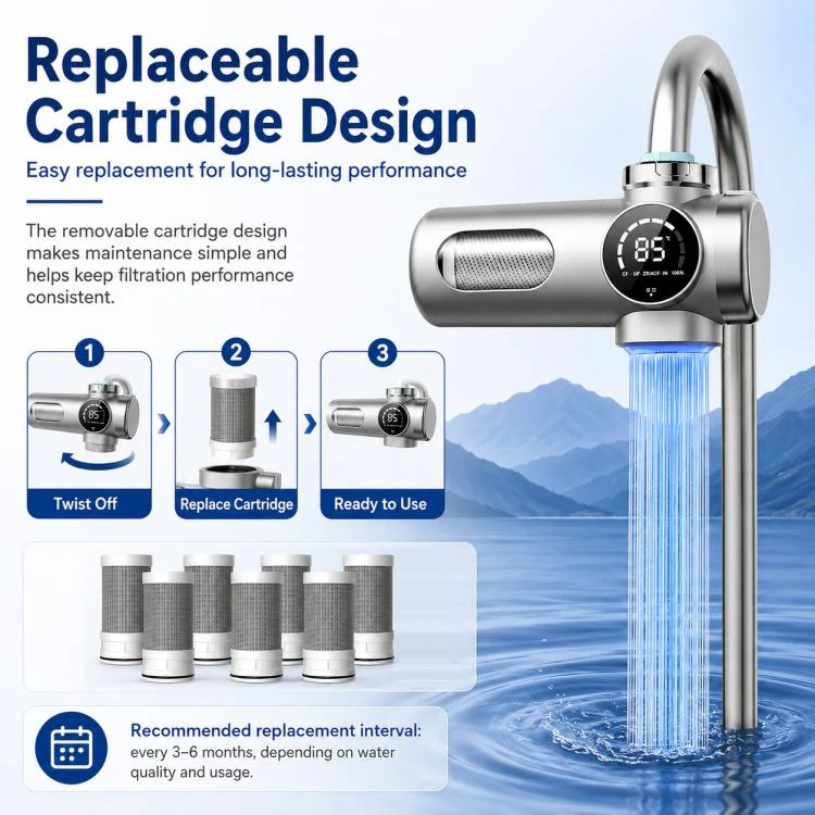 Detachable Washable Smart Water Purifier Faucet with Filter Cartridge, Style:1 Device + 4 Chips - Image 9
