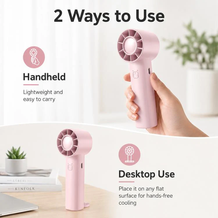 DF-91 Portable High-Speed Handheld Fan with Desktop Stand(Grey) - Image 5