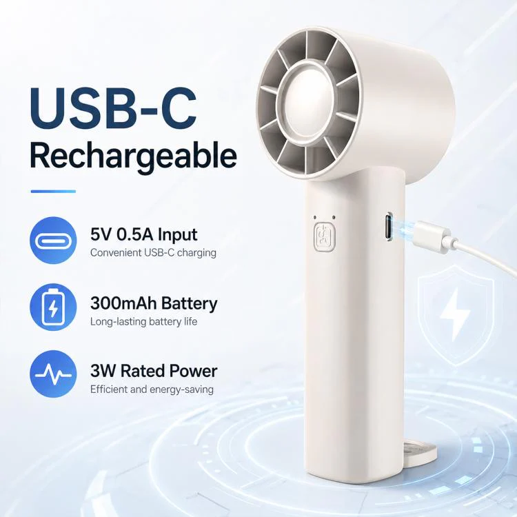DF-91 Portable High-Speed Handheld Fan with Desktop Stand(White) - Image 7