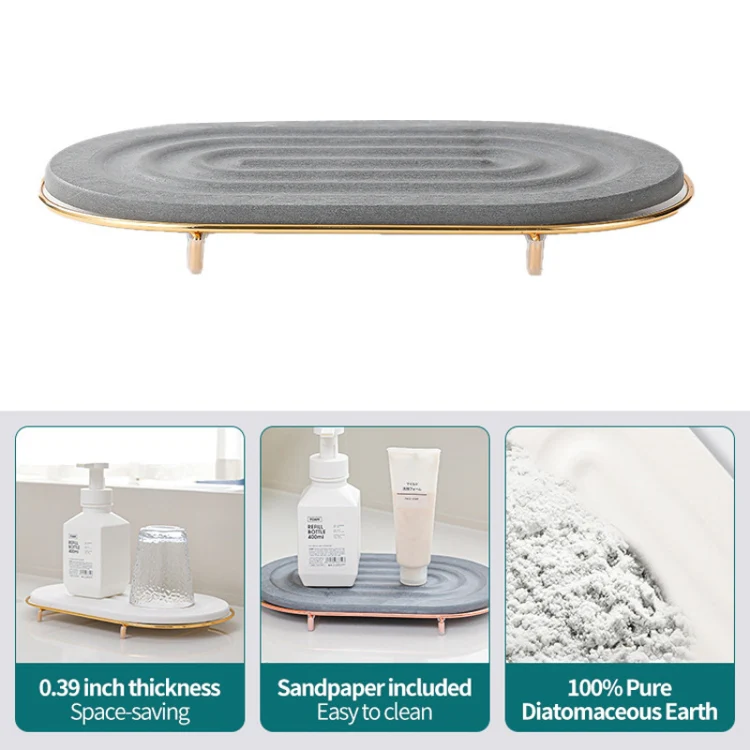 Diatomaceous Earth Countertop Water Absorbing Drying Mat Shelf Bathroom Sink Drainage Mat, Size: 30x10cm - Image 3