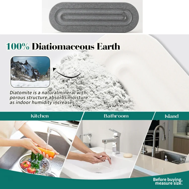 Diatomaceous Earth Countertop Water Absorbing Drying Mat Shelf Bathroom Sink Drainage Mat, Size: 30x19cm - Image 6