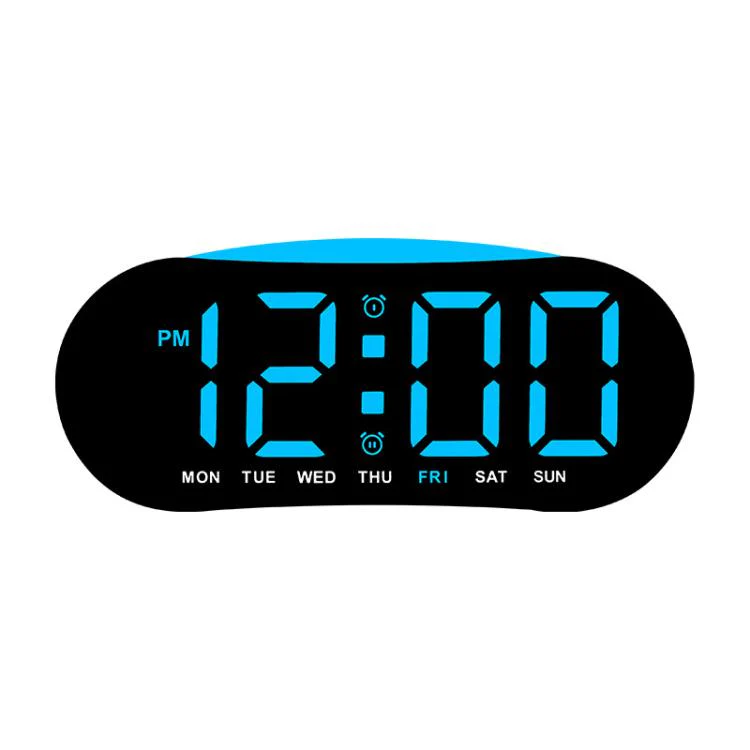 Digital Alarm Clock for Bedroom With Atmosphere Night Light, 2 Alarms, Week/Date/Temperature Display(Black Shell Blue Light)