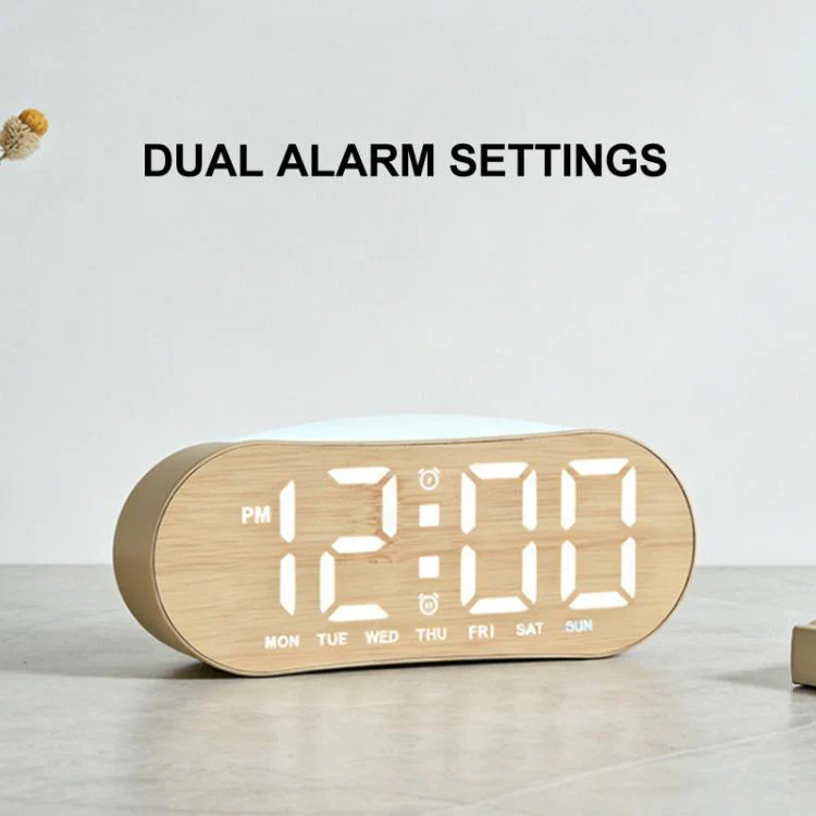 Digital Alarm Clock for Bedroom With Atmosphere Night Light, 2 Alarms, Week/Date/Temperature Display(Black Shell Blue Light) - Image 6