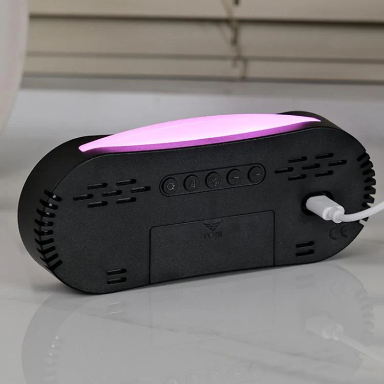 Digital Alarm Clock for Bedroom With Atmosphere Night Light, 2 Alarms, Week/Date/Temperature Display(Black Shell Yellow Light) - Image 7