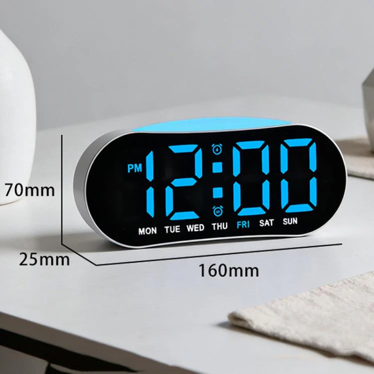 Digital Alarm Clock for Bedroom With Atmosphere Night Light, 2 Alarms, Week/Date/Temperature Display(Grey Fabric Texture) - Image 8