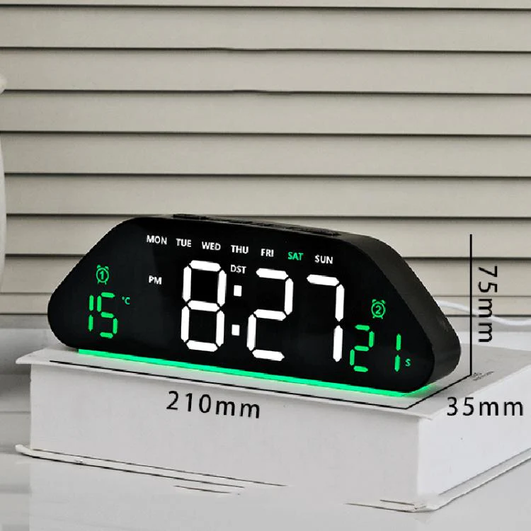 Digital Alarm Clock With Large LED Display 3 Brightness Levels, Auto-Dimming, Atmosphere Night Light & Timer(5530 Black Shell Orange Light) - Image 10