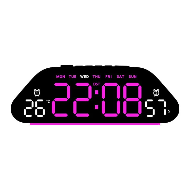 Digital Alarm Clock With Large LED Display 3 Brightness Levels, Auto-Dimming, Atmosphere Night Light & Timer(5530 Black Shell Rose Red)