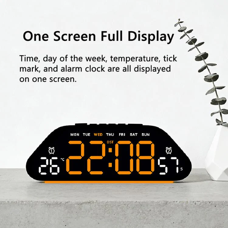 Digital Alarm Clock With Large LED Display 3 Brightness Levels, Auto-Dimming, Atmosphere Night Light & Timer(5530 Black Shell Rose Red) - Image 2