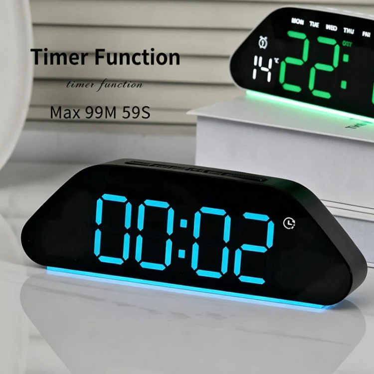 Digital Alarm Clock With Large LED Display 3 Brightness Levels, Auto-Dimming, Atmosphere Night Light & Timer(5530 White Shell Rose Red) - Image 6