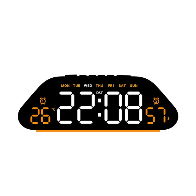 Digital Alarm Clock With Large LED Display 3 Brightness Levels, Auto-Dimming, Atmosphere Night Light & Timer(6689 Black Shell Orange Light)