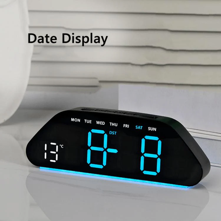 Digital Alarm Clock With Large LED Display 3 Brightness Levels, Auto-Dimming, Atmosphere Night Light & Timer(6689 White Shell Orange Light) - Image 3