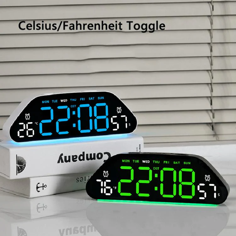Digital Alarm Clock With Large LED Display 3 Brightness Levels, Auto-Dimming, Atmosphere Night Light & Timer(6689 White Shell Orange Light) - Image 7