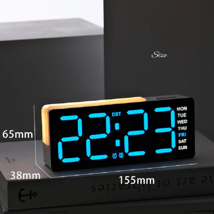 Digital Alarm Clock with RGB L-Shaped Night Light, Dual Alarms, Day/Date/Temperature Display, 3 Brightness Levels(5525 Black Shell Pink Light) - Image 9