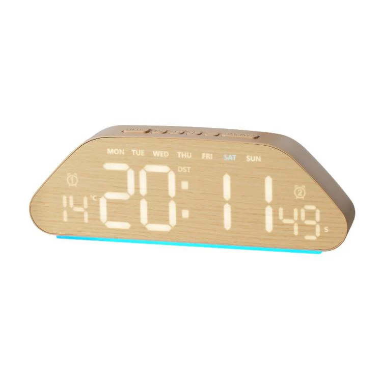 Digital Alarm Clock With USB Output Charger Accurate To The Second LED Desk Clock(5535A Wood Grain) - Image 2