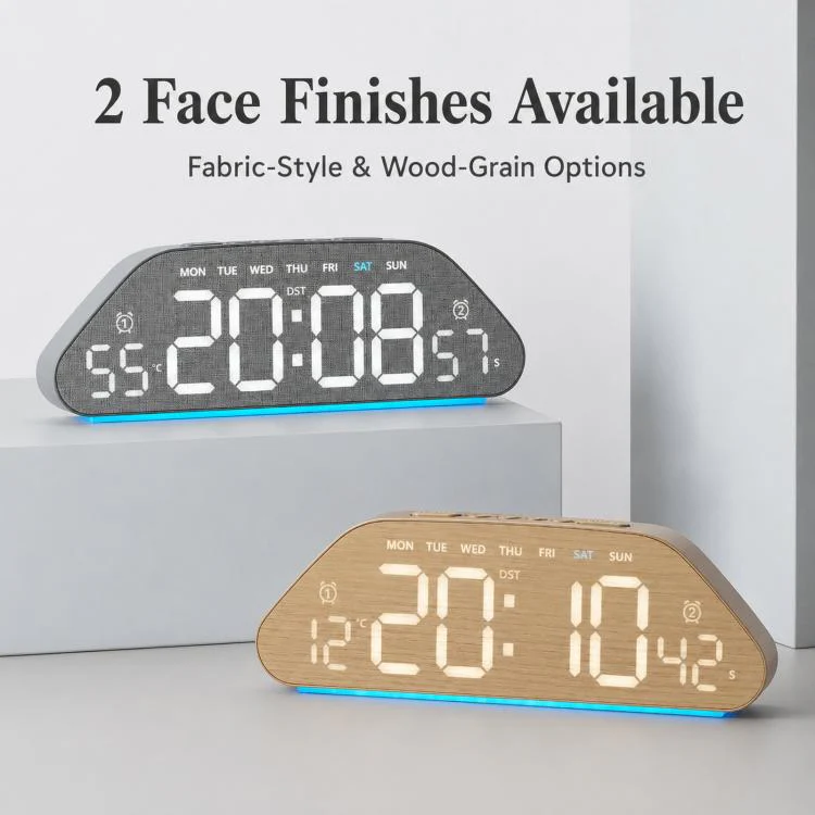 Digital Alarm Clock With USB Output Charger Accurate To The Second LED Desk Clock(5535A Wood Grain) - Image 3