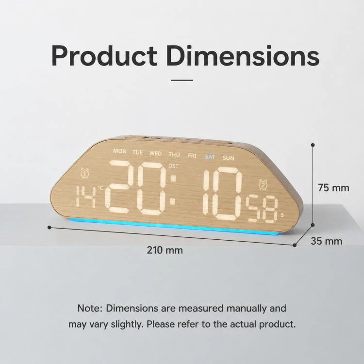 Digital Alarm Clock With USB Output Charger Accurate To The Second LED Desk Clock(5535A Wood Grain) - Image 7