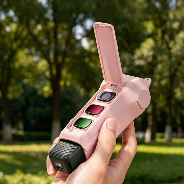 DJI Osmo Pocket 4 / 3 BRDRC Lens Screen Filter Storage Protective Case(Light Cherry Blossom Pink)