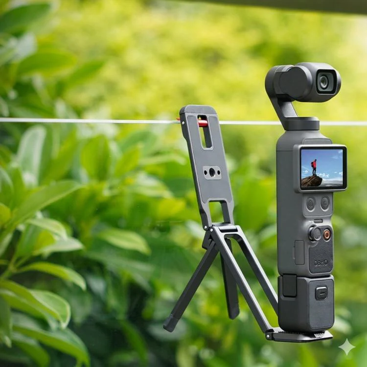 DJI Osmo Pocket 4 / 3 BRDRC Magnetic Tripod Metal Mounting Bracket(Black) - Image 10