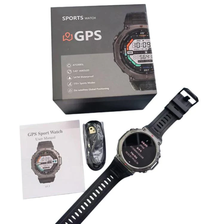 DM58 1.43 Inch AMOLED Screen GPS Smart Watch 5ATM Waterproof Sports Watch(Black) - Image 10