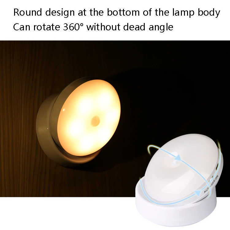 DMK-6PL Kitchen Cabinet Body Infrared Sensing Lamp, Style: Rotate Battery(Warm Yellow Light) - Image 6