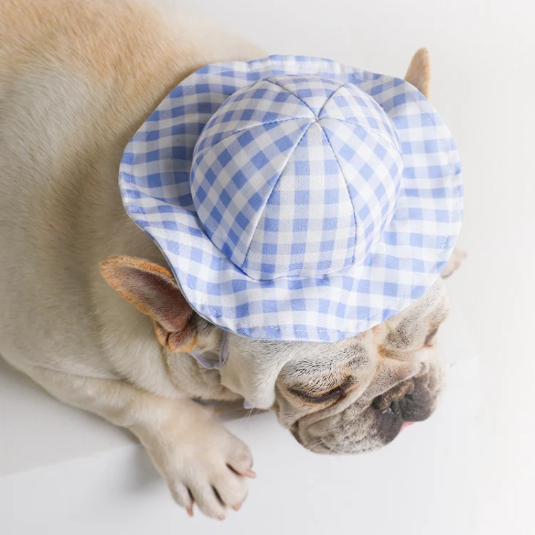 Dog Hat Summer Cool Photo Decoration Pet Cat Sun Hat, Size: S(Yellow Grid) - Image 4