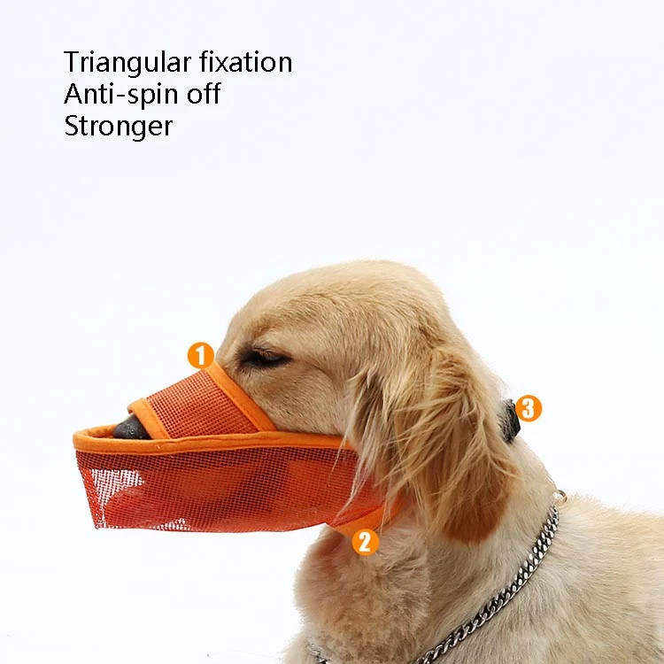 Dog Mouth Cover Anti-Bite Mesh Dog Mouth Cover Medium And Large Dogs Anti-Drop Mask S(Orange) - Image 6