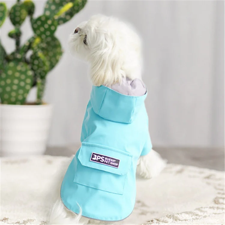 Dog Raincoat Hooded Four-Legged Clothes Waterproof All-Inclusive Small Dog Pet Raincoat, Size: XL(Lake Blue)