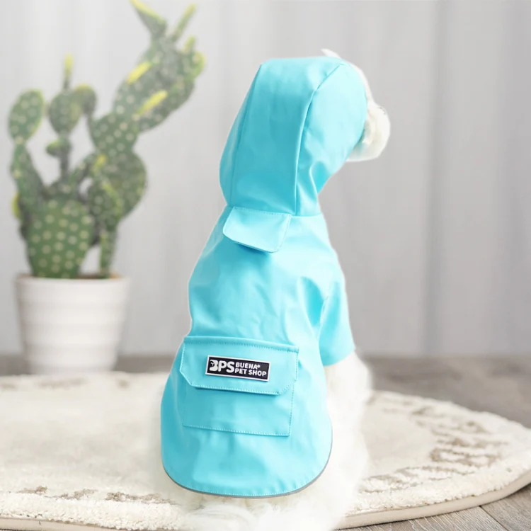 Dog Raincoat Hooded Four-Legged Clothes Waterproof All-Inclusive Small Dog Pet Raincoat, Size: XL(Lake Blue) - Image 5