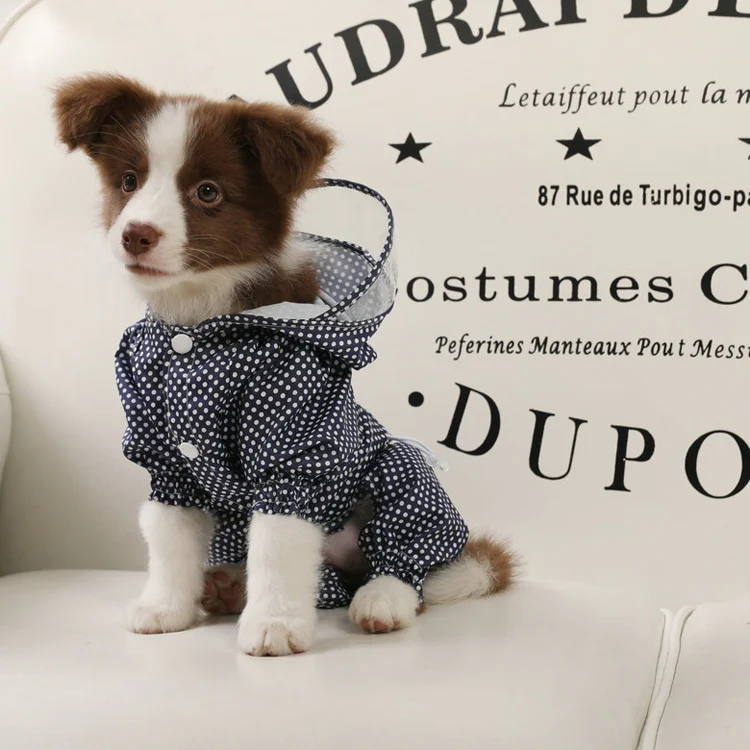 Dog Raincoat Out Four Foot Waterproof Dust Clothes Pet Raincoat, Size: M(Apricot) - Image 5