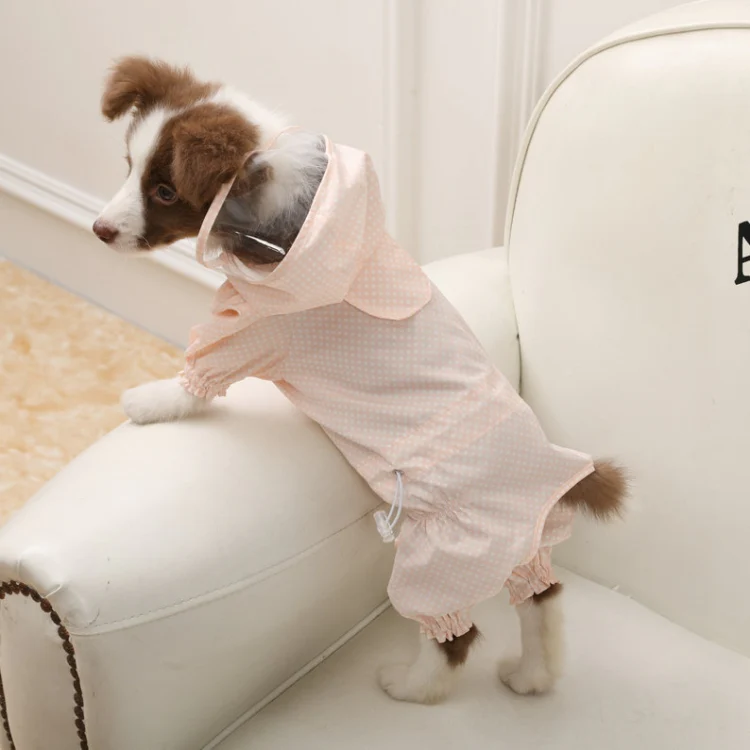 Dog Raincoat Out Four Foot Waterproof Dust Clothes Pet Raincoat, Size: XXL(Pink) - Image 6