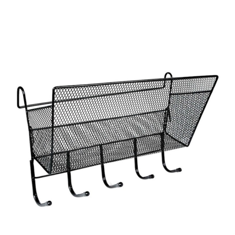 Dormitory Upper Bunk Bedside Storage Rack Bedside Hanging Basket Hook(Black Hanging Basket + Black Hook) - Image 2