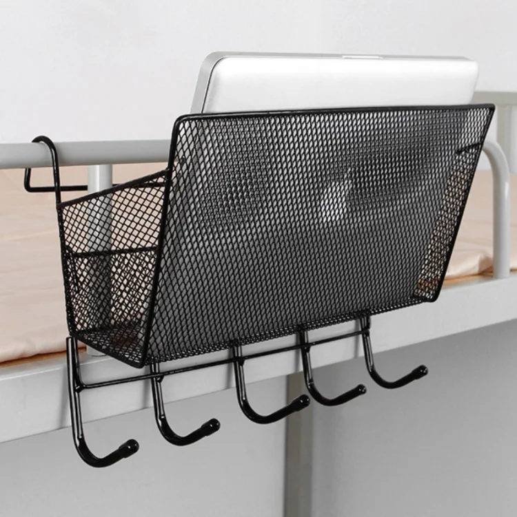 Dormitory Upper Bunk Bedside Storage Rack Bedside Hanging Basket Hook(Black Hanging Basket + Black Hook) - Image 8