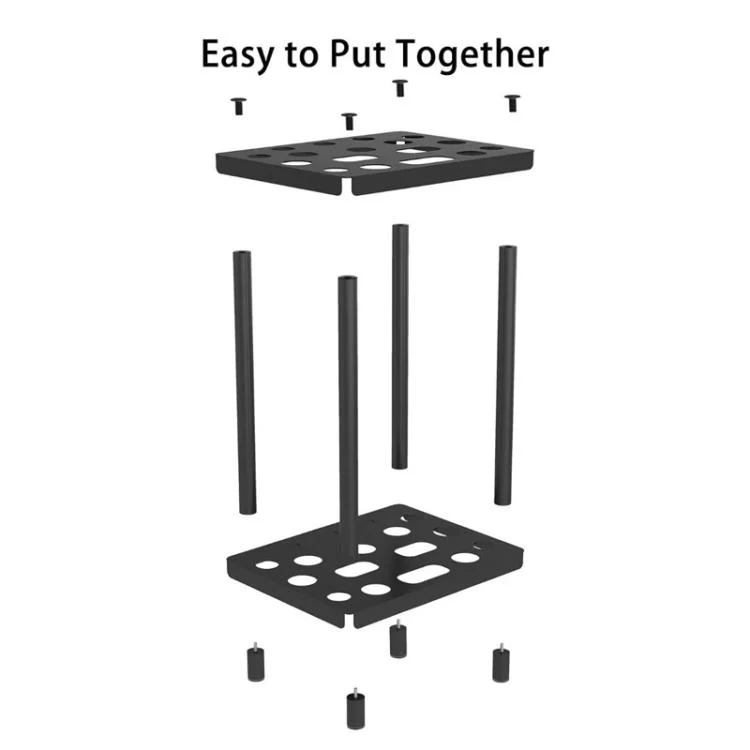 Double Layer Metal Storage Rack Shelf Powder Coated Rustic Tool Rack Hoe Broom Shovel Storage Rack - Image 3