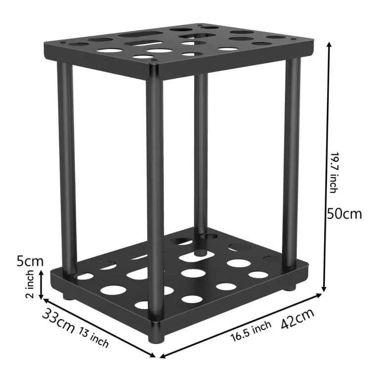 Double Layer Metal Storage Rack Shelf Powder Coated Rustic Tool Rack Hoe Broom Shovel Storage Rack - Image 4