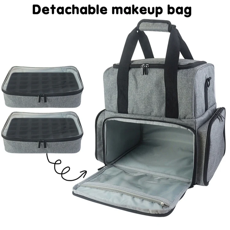 Double Layer Multifunctional Removable Nail Polish Crossbody Storage Cosmetic Bag(Purple) - Image 3