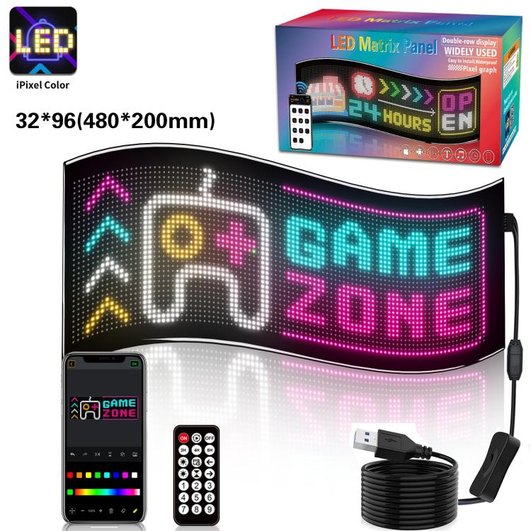 Double Row Ultra-Thin Waterproof LED Flexible Advertising Matrix Display Screen, Type:USB 32x96 Pixels - Image 12