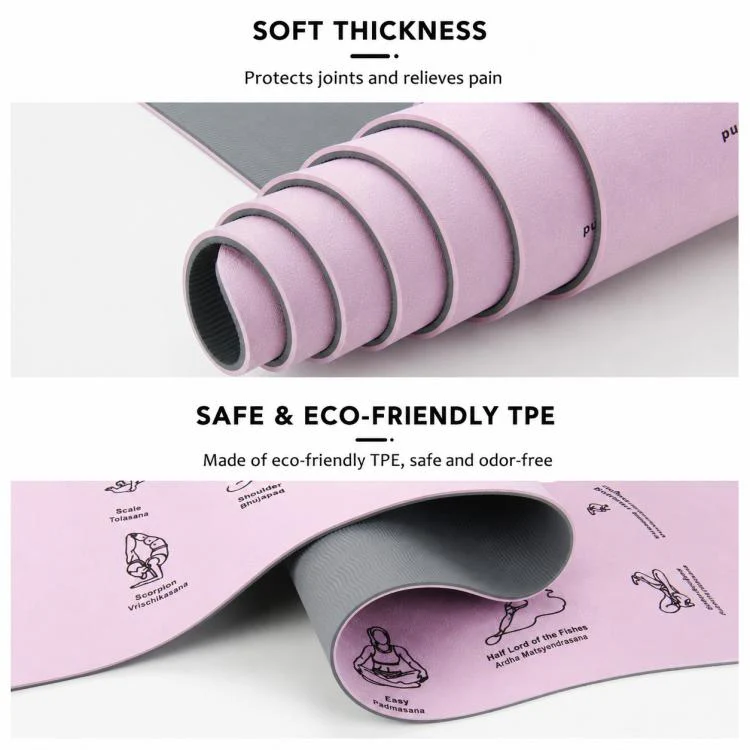 Double-Sided Non-slip Professional Silent Fitness Training Yoga Mat, Model:6mm(Purple Gery) - Image 4