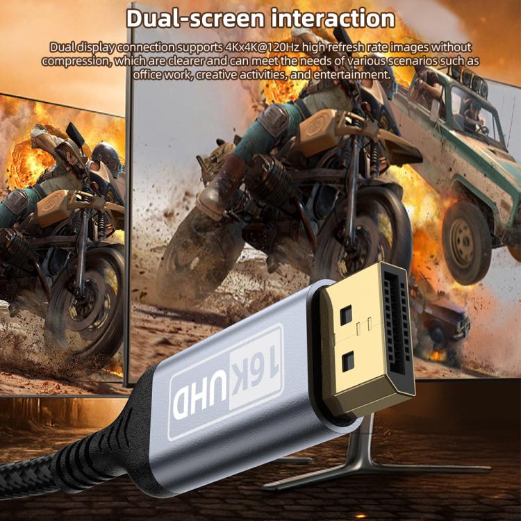 DP to DP 2.1 16K Gaming HD Cable Monitor Adapter Cable, Length:1m(Sky Grey) - Image 10