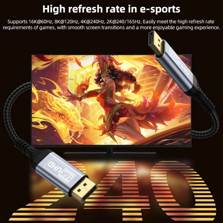 DP to DP 2.1 16K Gaming HD Cable Monitor Adapter Cable, Length:5m(Black) - Image 8