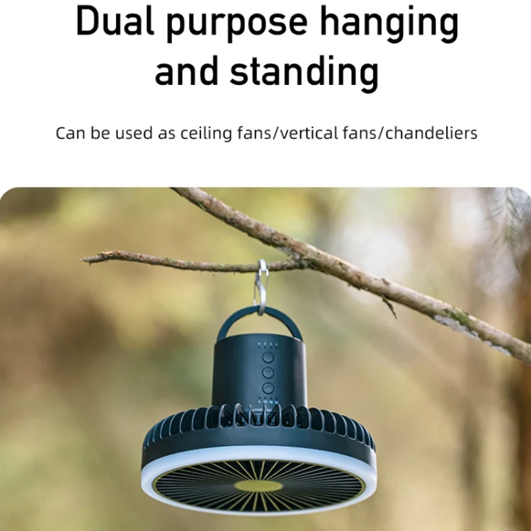 DQ216 10000mAh Outdoor Portable Liftable Swivel Head Camping Fan Tent Hanging Vertical Colorful Light with Remote Control(Avocado Green) - Image 3