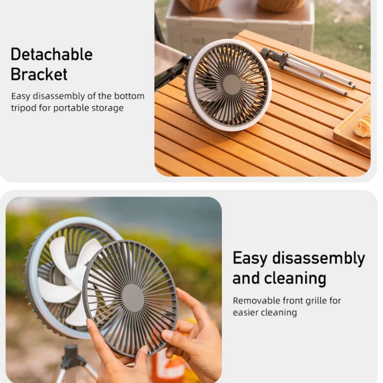 DQ216 10000mAh Outdoor Portable Liftable Swivel Head Camping Fan Tent Hanging Vertical Colorful Light with Remote Control(Avocado Green) - Image 5