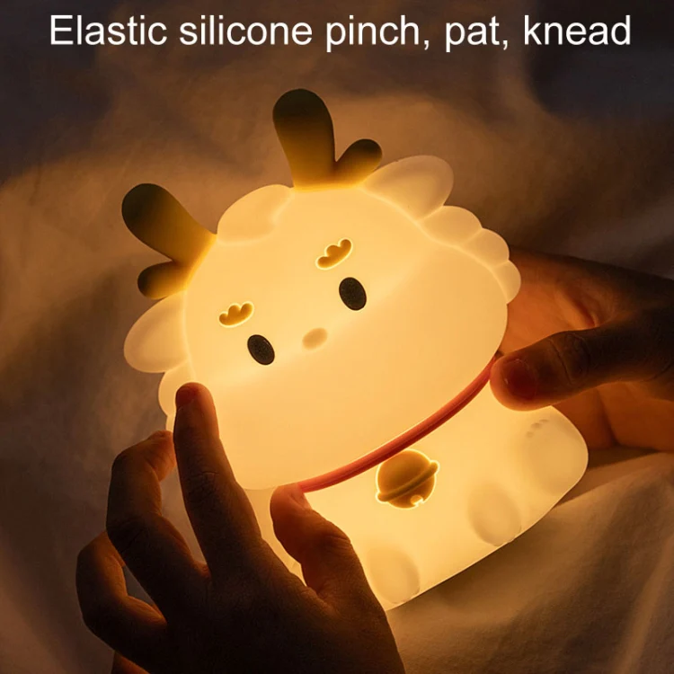 Dragon Silicone Sleeping Night Light Childrens Gift USB Rechargeable Ambient Lantern, Style: Pat Model(Colorful+Warm Yellow Light) - Image 5